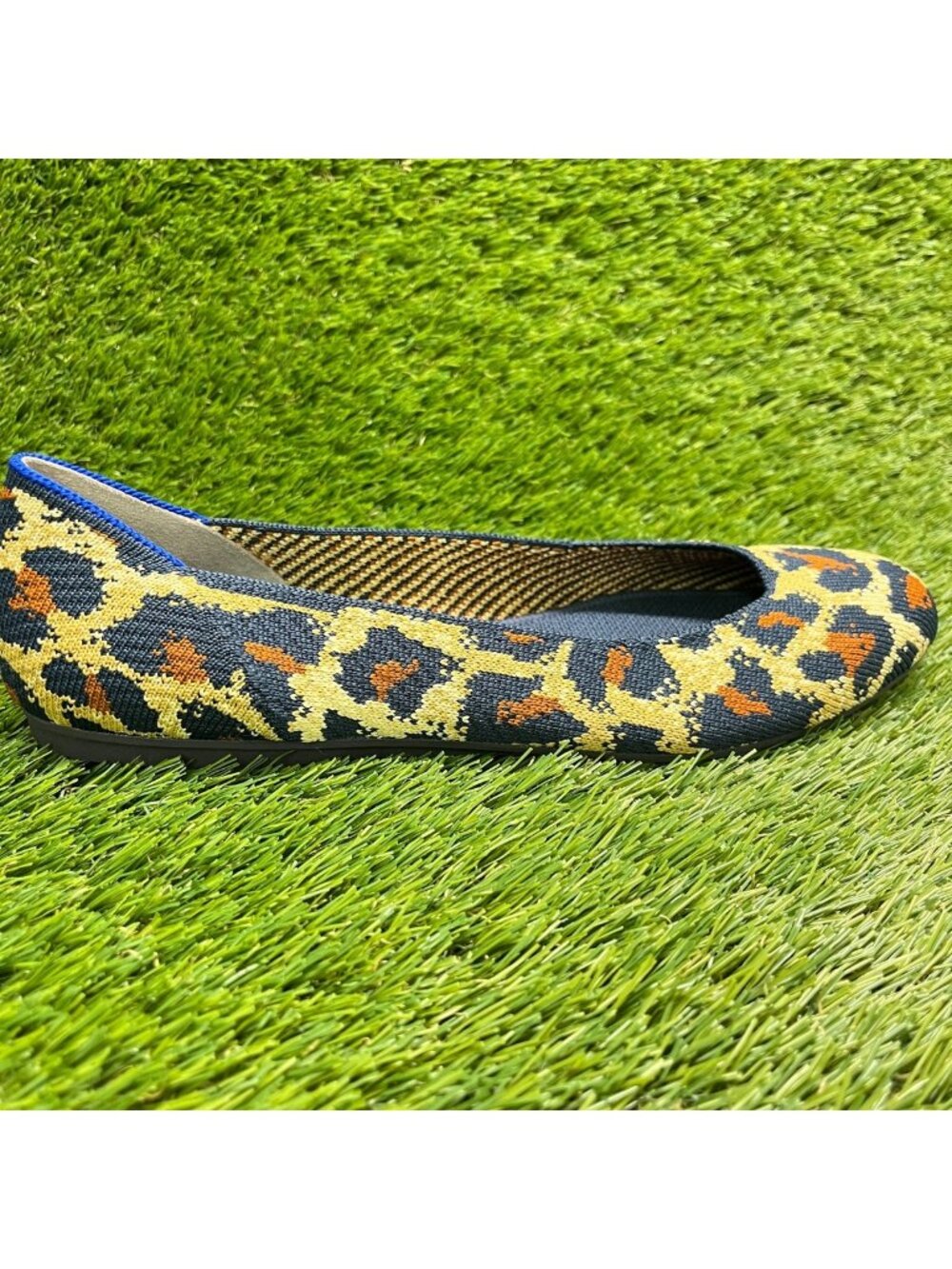Rothy's The Square Womens Size 9 Yellow Blue Casual Classic Slip On Flats Shoes